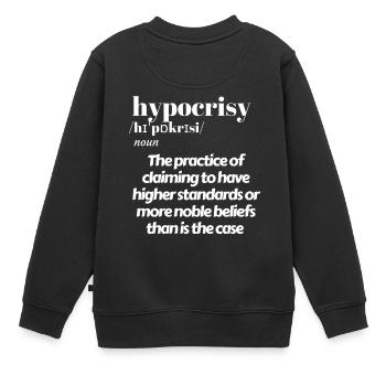sens hypocrisie - Sweat Premium enfant bio - noir - Dos - AI Model Kid Female (0cm)