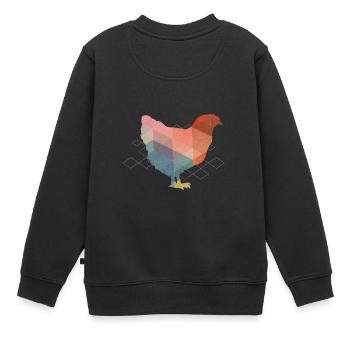 Poulet Polygon - Sweat Premium enfant bio - noir - Dos - AI Model Kid Female (0cm)