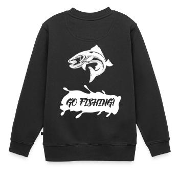 Angeln - Fischen - Angler - Fischer - Fischerei - Kinder Premium Organic Sweatshirt - Schwarz - Hinten - AI Model Kid Female (0cm)