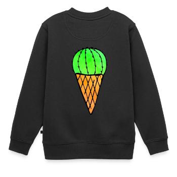 Cactus Ice Cream - Kinder Premium Organic Sweatshirt - Schwarz - Hinten - AI Model Kid Female (0cm)