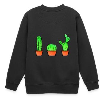 Three Types Of Cacti Watercolor Cactus - Kinder Premium Organic Sweatshirt - Schwarz - Hinten - AI Model Kid Female (0cm)