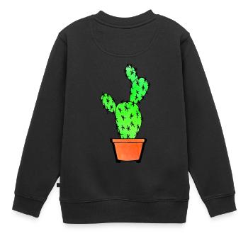 Watercolor Cactus - Kinder Premium Organic Sweatshirt - Schwarz - Hinten - AI Model Kid Female (0cm)