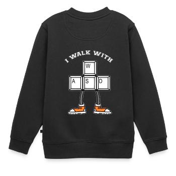 Je marche avec WASD - Marcher - Courir - Sweat Premium enfant bio - noir - Dos - AI Model Kid Female (0cm)
