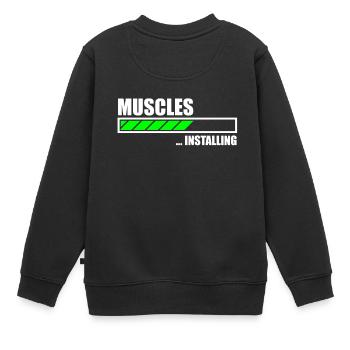 Installing Muscles Funny Gym - Kinder Premium Organic Sweatshirt - Schwarz - Hinten - AI Model Kid Female (0cm)