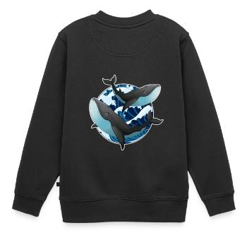 Wale - Kinder Premium Organic Sweatshirt - Schwarz - Hinten - AI Model Kid Female (0cm)