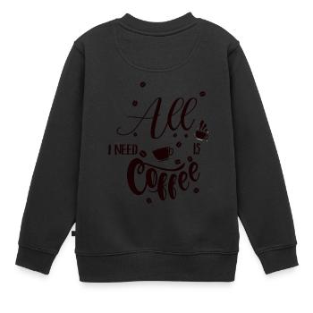 Kaffee - Kinder Premium Organic Sweatshirt - Schwarz - Hinten - AI Model Kid Female (0cm)