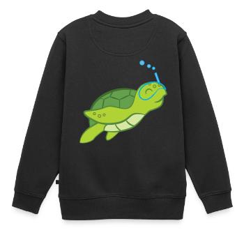 Tortue - Amoureux de tortues - Tortues - Sweat Premium enfant bio - noir - Dos - AI Model Kid Female (0cm)
