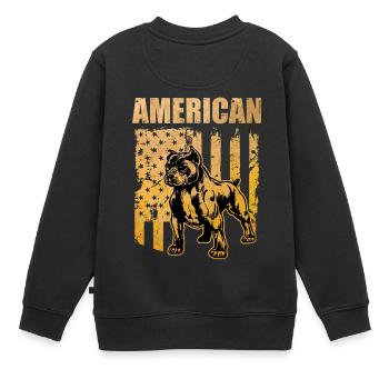 Pitbull amant chien de combat amour Amérique USA - Sweat Premium enfant bio - noir - Dos - AI Model Kid Female (0cm)
