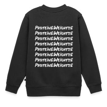 Protein & Gewichte Workout Fitness Bodybuilding - Kinder Premium Organic Sweatshirt - Schwarz - Hinten - AI Model Kid Female (0cm)