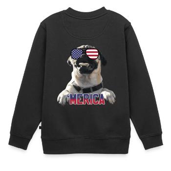 'Merica Mops - cadeau de chien amer - Sweat Premium enfant bio - noir - Dos - AI Model Kid Female (0cm)