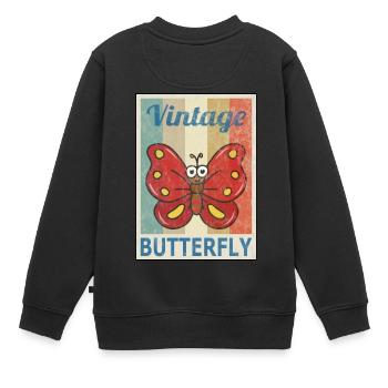 Papillon Vintage Style rétro Grunge - Sweat Premium enfant bio - noir - Dos - AI Model Kid Female (0cm)