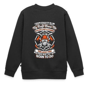 Né pour pompier pompier pompier - Sweat Premium enfant bio - noir - Dos - AI Model Kid Female (0cm)