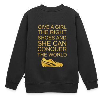 Frauenfussball Fussball Mädchen Fussballschuhe - Kinder Premium Organic Sweatshirt - Schwarz - Hinten - AI Model Kid Female (0cm)
