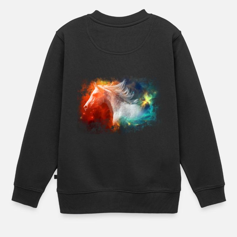 Pferd - Kinder Premium Organic Sweatshirt - Schwarz