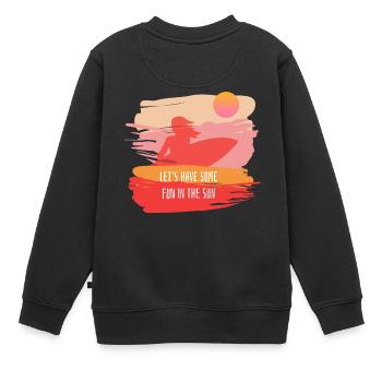 Sommer Spruch Surfen - Kinder Premium Organic Sweatshirt - Schwarz - Hinten - AI Model Kid Female (0cm)