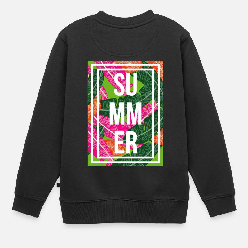 Palmes d’été - Sweat Premium enfant bio - noir