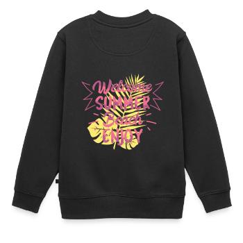 Willkommen Sommer Strand - Kinder Premium Organic Sweatshirt - Schwarz - Hinten - AI Model Kid Female (0cm)