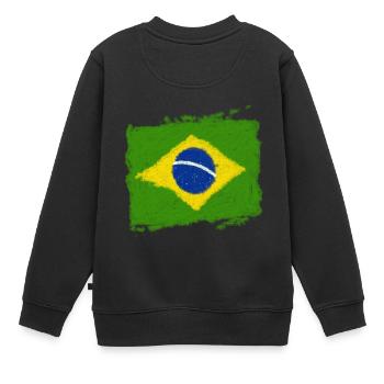 Drapeau brésilien - Sweat Premium enfant bio - noir - Dos - AI Model Kid Female (0cm)