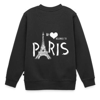 Paris - Kinder Premium Organic Sweatshirt - Schwarz - Hinten - AI Model Kid Female (0cm)
