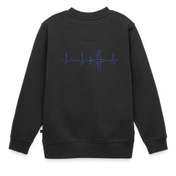 Flugzeug EKG Herzschlag - Kinder Premium Organic Sweatshirt - Schwarz - Hinten - AI Model Kid Female (0cm)