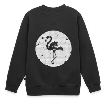 Flamant noir et blanc - Sweat Premium enfant bio - noir - Dos - AI Model Kid Female (0cm)