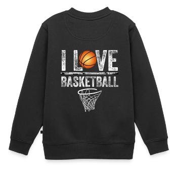 Ich liebe Basketball - Kinder Premium Organic Sweatshirt - Schwarz - Hinten - AI Model Kid Female (0cm)