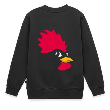Poulet visage poules chemise poule cadeau drôle - Sweat Premium enfant bio - noir - Dos - AI Model Kid Female (0cm)