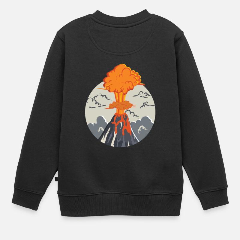 Ausbrechender Vulkan - Kinder Premium Organic Sweatshirt - Schwarz