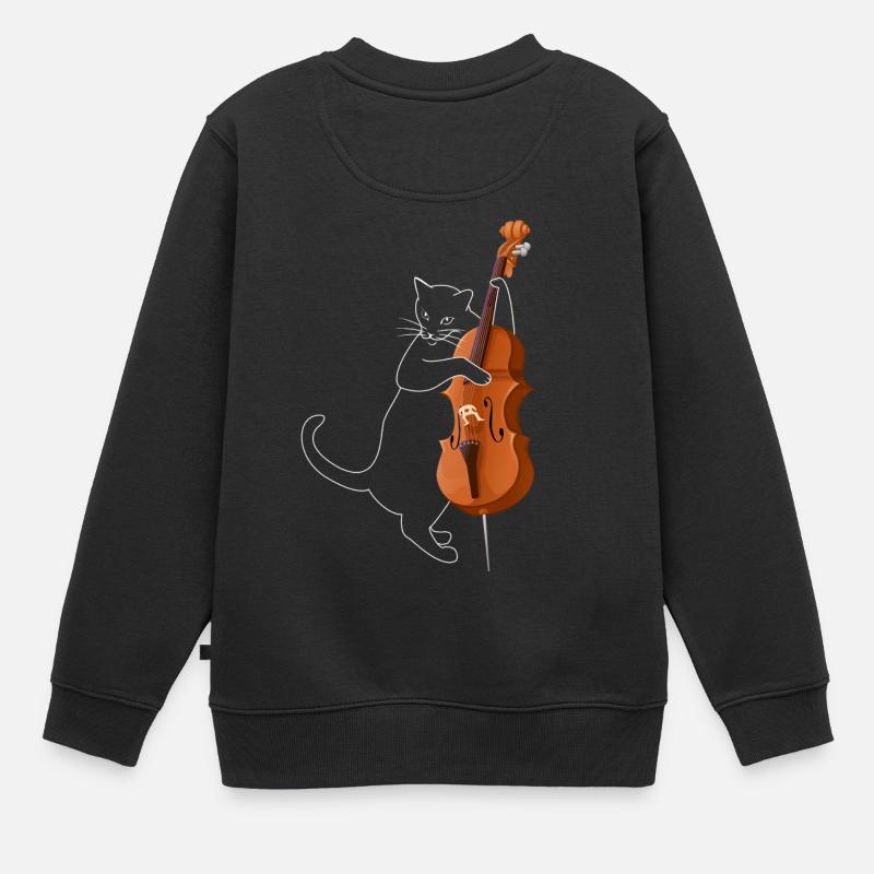 Cadeau d'instrument de contrebasse de chat - Sweat Premium enfant bio - noir