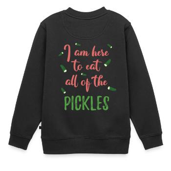 Ich bin hier, um alle Gurken zu essen - Kinder Premium Organic Sweatshirt - Schwarz - Hinten - AI Model Kid Female (0cm)