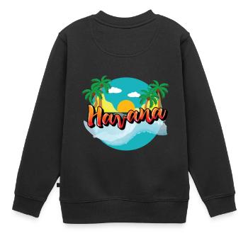 Havanna Kuba Karibik Urlaub Kreuzfahrt - Kinder Premium Organic Sweatshirt - Schwarz - Hinten - AI Model Kid Female (0cm)