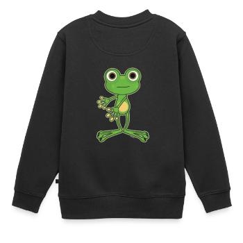 Floss Dance Move Frosch - Kinder Premium Organic Sweatshirt - Schwarz - Hinten - AI Model Kid Female (0cm)