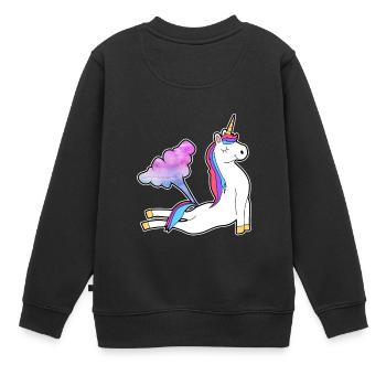 Einhorn Unicorn Pups Furz - Kinder Premium Organic Sweatshirt - Schwarz - Hinten - AI Model Kid Female (0cm)