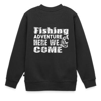 Angeln Angler Fischen Fisch Fischerei Geschenk - Kinder Premium Organic Sweatshirt - Schwarz - Hinten - AI Model Kid Female (0cm)