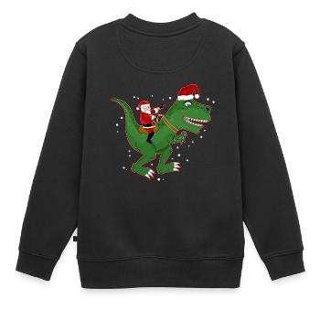 Santa équitation dinosaure Trex Noël amusant - Sweat Premium enfant bio - noir - Dos - AI Model Kid Female (0cm)