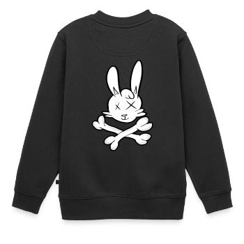 Totenkopf Hase - Kinder Premium Organic Sweatshirt - Schwarz - Hinten - AI Model Kid Female (0cm)