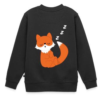 Renard - renarde - Amateurs de renards - dormant - Sweat Premium enfant bio - noir - Dos - AI Model Kid Female (0cm)