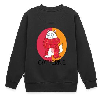 Chat - froid - hiver - conception de chat - Sweat Premium enfant bio - noir - Dos - AI Model Kid Female (0cm)