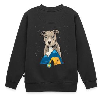 Pit Bull Terrier Pitbull Camping Zelten Geschenk - Kinder Premium Organic Sweatshirt - Schwarz - Hinten - AI Model Kid Female (0cm)