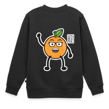 Salutation orange - Sweat Premium enfant bio - noir - Dos - AI Model Kid Female (0cm)