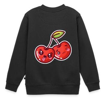 Saure Kirsche - Kinder Premium Organic Sweatshirt - Schwarz - Hinten - AI Model Kid Female (0cm)