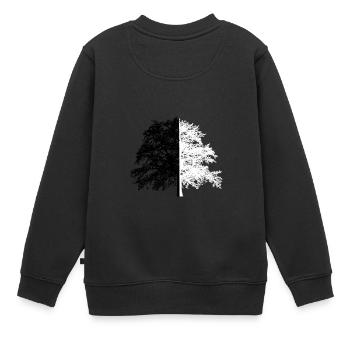 Baum Baum Schwarz Weiß Illusion - Kinder Premium Organic Sweatshirt - Schwarz - Hinten - AI Model Kid Female (0cm)