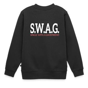 Swag - célibataire avec de bons amis - Sweat Premium enfant bio - noir - Dos - AI Model Kid Female (0cm)