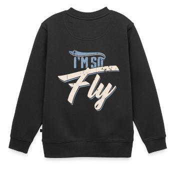 Flugzeug Pilot Urlaub Fliegen Pilotin - Kinder Premium Organic Sweatshirt - Schwarz - Hinten - AI Model Kid Female (0cm)