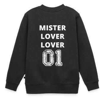 Mister Lover Lover 01 blanc - Cadeau - Sweat Premium enfant bio - noir - Dos - AI Model Kid Female (0cm)