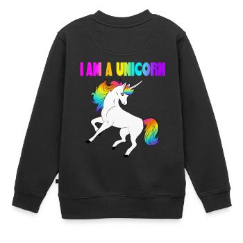 Je suis une licorne - je suis une licorne - Sweat Premium enfant bio - noir - Dos - AI Model Kid Female (0cm)