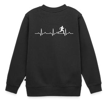 Herzschlag Running Jogging - Kinder Premium Organic Sweatshirt - Schwarz - Hinten - AI Model Kid Female (0cm)