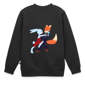 Chemise de salsa de danse salsa bunny et fox - Sweat Premium enfant bio - noir - Dos - AI Model Kid Female (0cm)