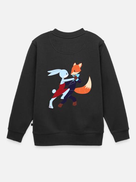 Chemise de salsa de danse salsa bunny et fox - Sweat Premium enfant bio - noir