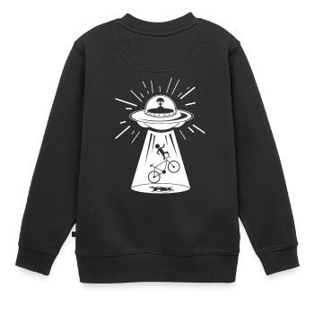 Drôle Cycliste Biker Roadcycling Roadbike Ufo TShir - Sweat Premium enfant bio - noir - Dos - AI Model Kid Female (0cm)